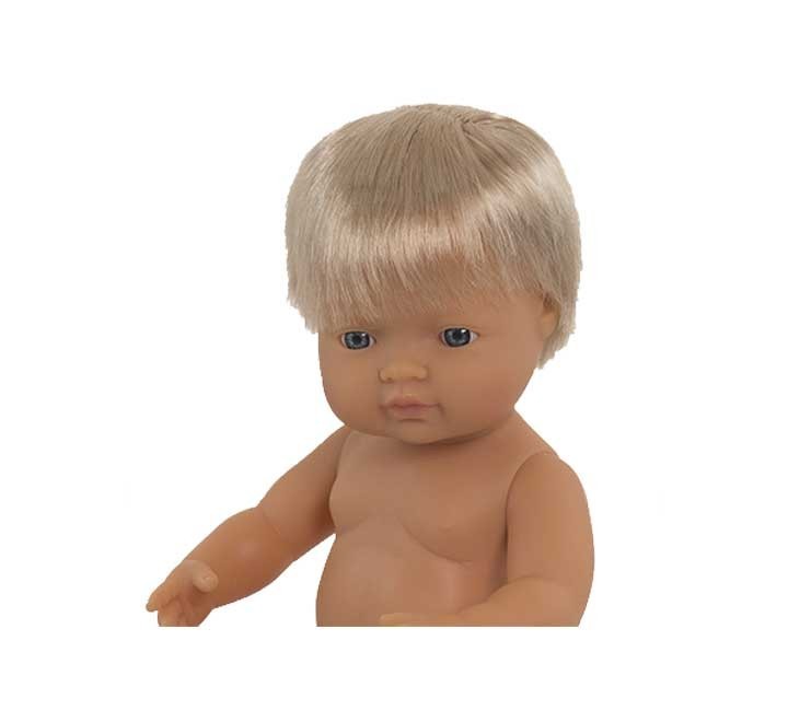 muneco 38cm europeo nino bolsa miniland 31051