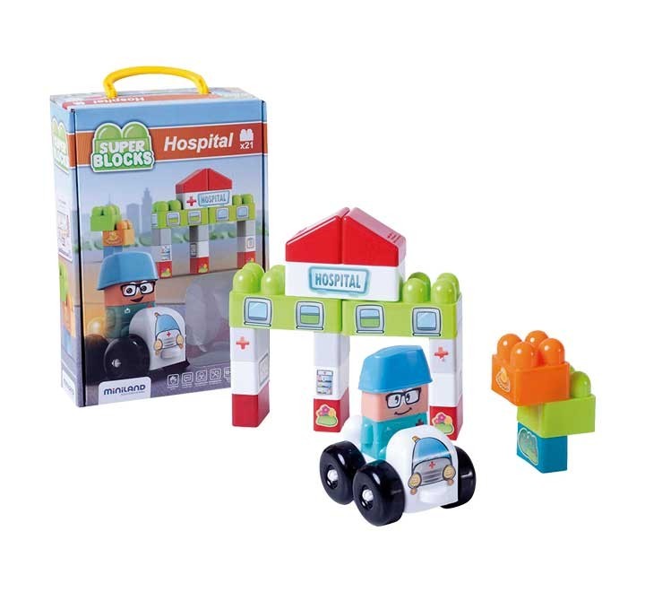 caja 21 piezas miniland super blocks hospital