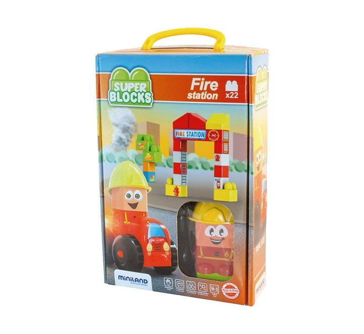 caja 22 piezas miniland super blocks bomberos