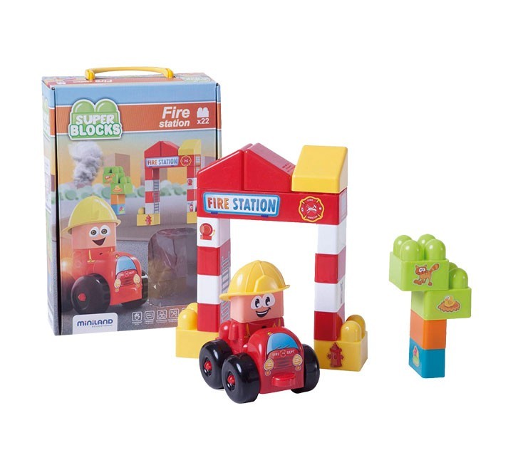 caja 22 piezas miniland super blocks bomberos