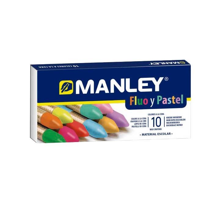 caja 10 ceras manley fluo+pastel stdo