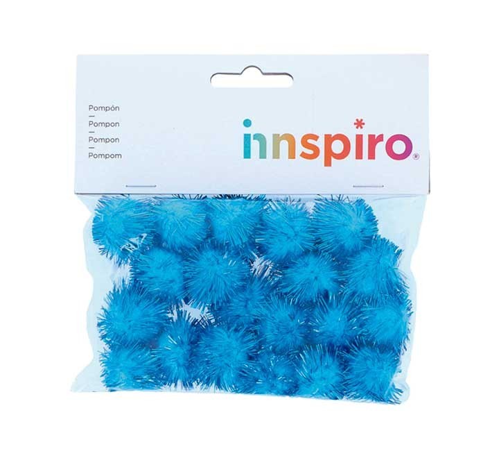 b. 20 pompones brill. innspiro 25mm azul