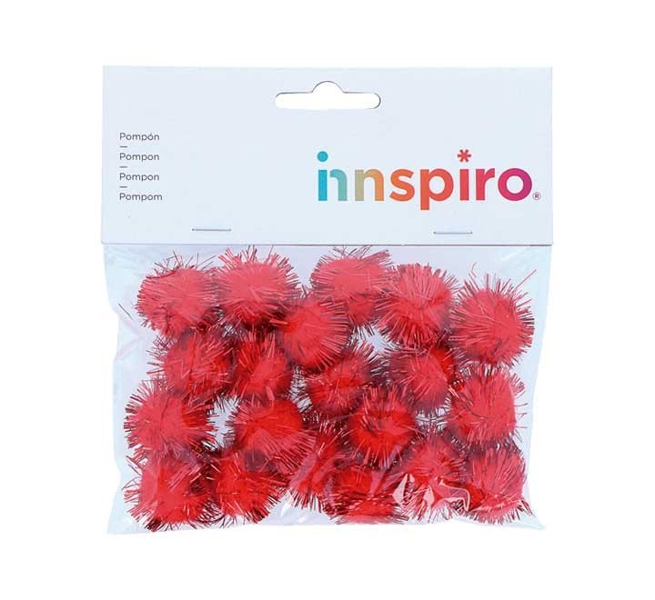 b. 20 pompones brill. innspiro 25mm rojo