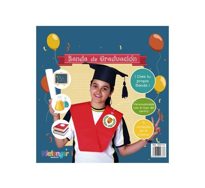 b.5u banda graduacion niefenver 13x120cm rojo