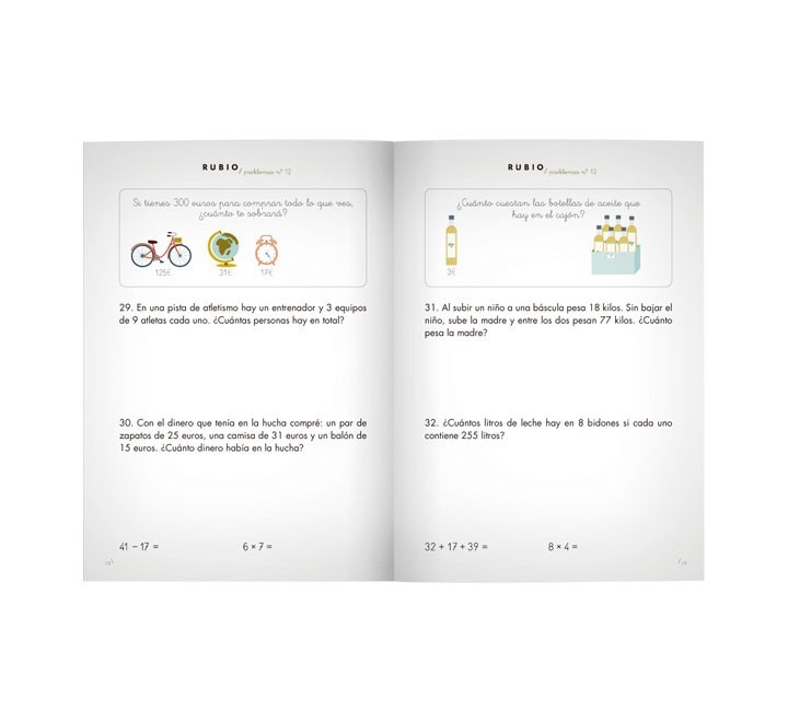 pack 10 cuadernos rubio problemas 12 p12