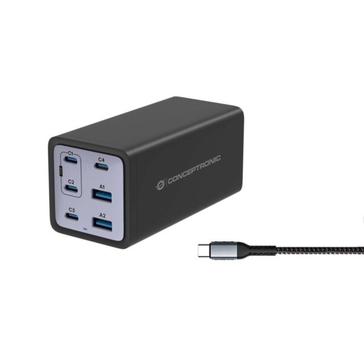 conceptronic cargador conceptronic ozul06be 200w + cable usb tipo c