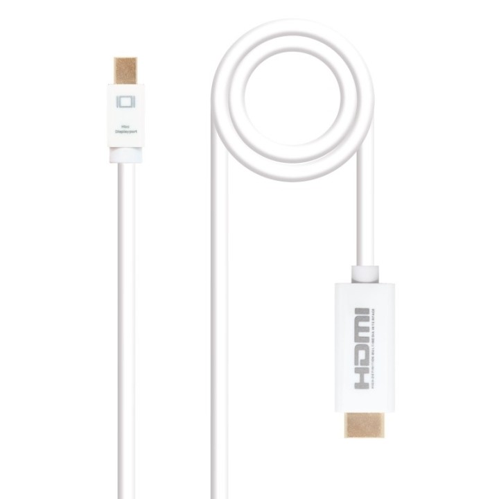 nanocable cable conversor mini dp/ hdmi 2 m blanco
