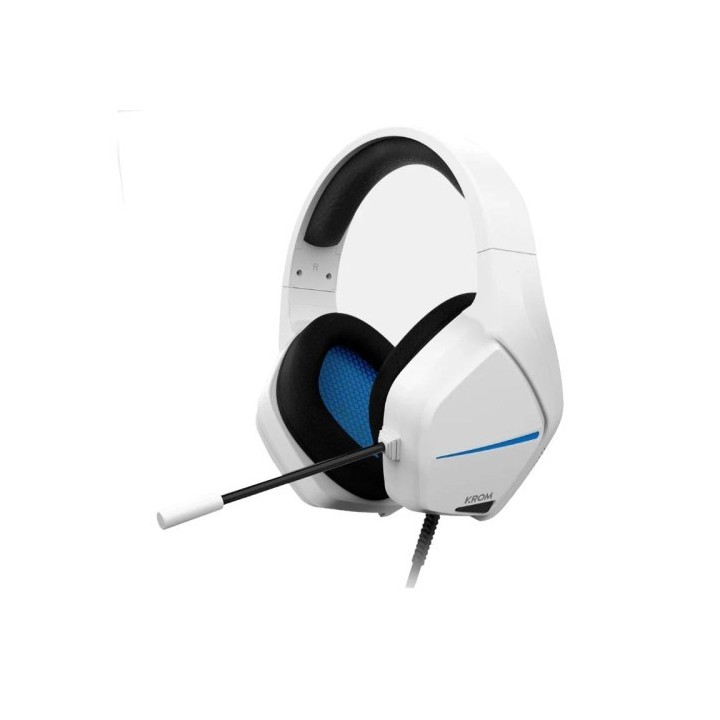 krom auriculares gaming blanco/azul