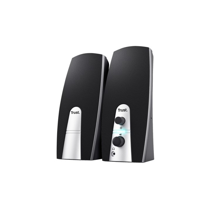 trust 24660 conjunto de altavoces 5 w negro, metalico 2.0 canales